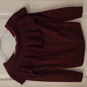 Ruffle top boat neck sweater